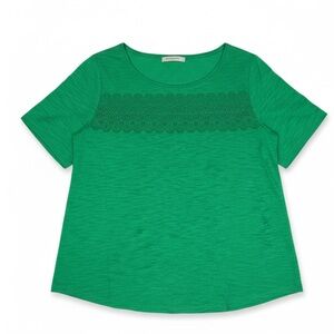 Talbots Kelly Green Women's Short Sleeve Tee. Chest Embellishment Size M